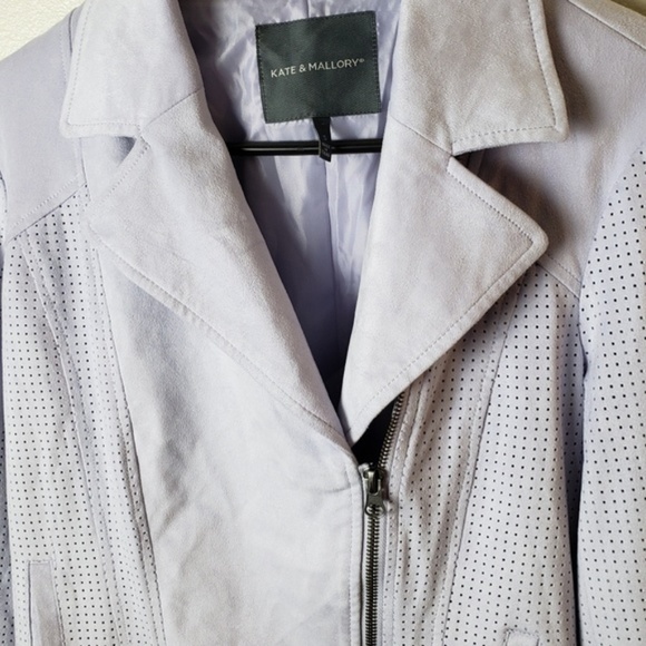 Kate & Mallory Lavender Perforated Asymmetrical Moto Jacket Zip Polyester Jacket - Picture 5 of 7